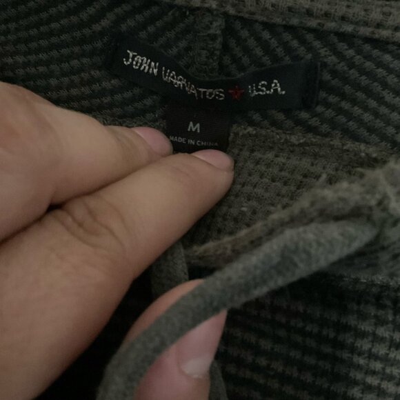 John Varvatos Men's Size M Green Thermal Hoodie Sweater Pullover Top v-neck warm - Picture 9 of 11